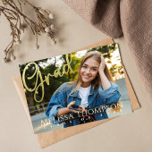 卒業式金ゴールド書道シンプル2枚写真 ポストカード