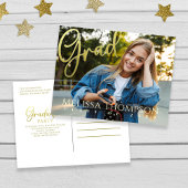 卒業式金ゴールド書道シンプル2枚写真 ポストカード