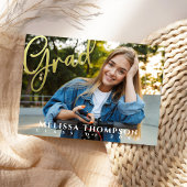 卒業式金ゴールド書道シンプル2枚写真 招待状