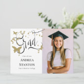 卒業式金ゴールド蝶の卒業書道 案内状 (スタンド正面)