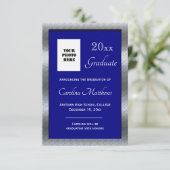 卒業式銀製金枠ブルー卒業 案内状 (スタンド正面)