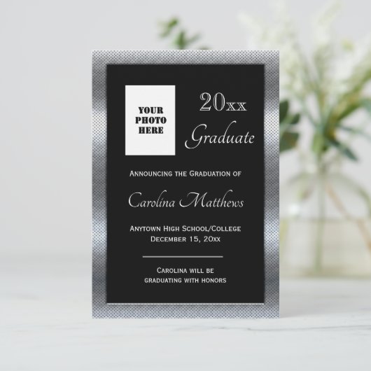 卒業式銀製金枠黒卒業 案内状 (スタンド正面)