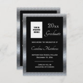 卒業式銀製金枠黒卒業 案内状 (正面/裏面)