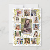 卒業式高校写真校 |大理石金ゴールド マグネット招待状 (正面)