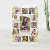 卒業式高校写真校 |金ゴールド大理石 カード (正面)