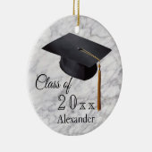 卒業式黒大理石パーソナライズされた セラミックオーナメント (右)