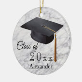 卒業式黒大理石パーソナライズされた セラミックオーナメント (左)