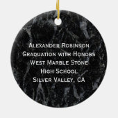 卒業式黒大理石パーソナライズされた セラミックオーナメント (裏面)