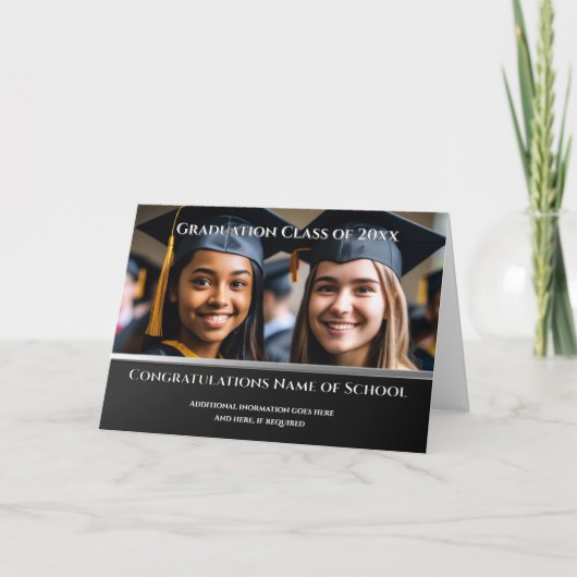 卒業式1写真DIY平モダン式シンプルエレガント カード (正面)