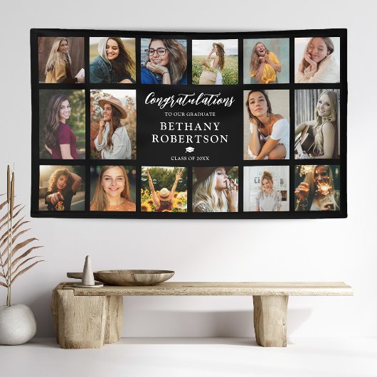 卒業式16写真コラージュおめでとうございます 横断幕