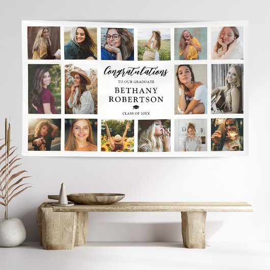 卒業式16写真コラージュおめでとうございます 横断幕