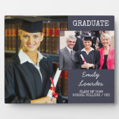 卒業式2フォトコラージュダークブルーパーソナライズされた フォトプラーク (正面)