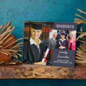 卒業式2フォトコラージュダークブルーパーソナライズされた フォトプラーク (側面)