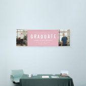 卒業式2フォトピンクと白モダンパーティー 横断幕 (トレードショー)