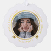 卒業式2フォトホワイト金ゴールド卒業キャップクラス年 オーナメントカード (裏面)