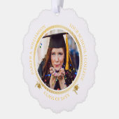 卒業式2フォトホワイト金ゴールド卒業キャップクラス年 オーナメントカード (左)