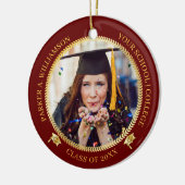 卒業式2写真D赤 |金ゴールドのGrad Capクラスの年 セラミックオーナメント (左)