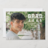 卒業式2年生 フォト モダン 卒業 招待状 (正面)