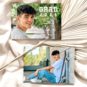 卒業式2年生 フォト モダン 卒業 招待状