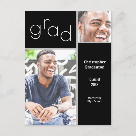 卒業式2枚写真のお知らせ 案内ポストカード (正面)