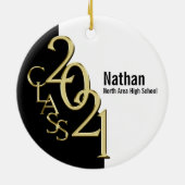 卒業式2021フォトブラック(金ゴールド付き) セラミックオーナメント (裏面)