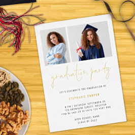 卒業式2022 2写真グラードパーティー実在金ゴールド 箔招待状