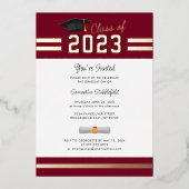 卒業式2023バーガンディグラードパーティーバラ金ゴールド 箔招待状 (正面)