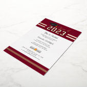 卒業式2023バーガンディグラードパーティーバラ金ゴールド 箔招待状 (回転した状態)