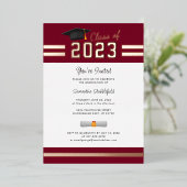 卒業式2023バーガンディグラードパーティーバラ金ゴールド 箔招待状 (立ち正面)