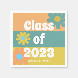 卒業式2023レトロデイジー女パーソナライズされたの子 スタンダードカクテルナプキン