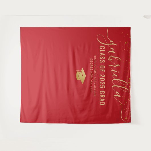 卒業式2023赤いフォトブース自撮り背景 タペストリー (正面(横))