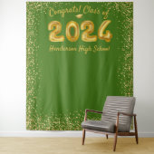 卒業式2023金ゴールドバルーン緑の写真の背景 タペストリー (インサイチュ)