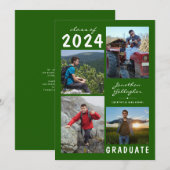 卒業式2023 4写真手書き緑 案内状 (正面/裏面)
