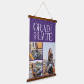 卒業式2023 Grad Photo Collage Purple卒業生 吊り下げ型タペストリー (傾斜あり)