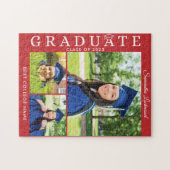 卒業式2023 Photo Collage Red Grad Keepsake ジグソーパズル (横)