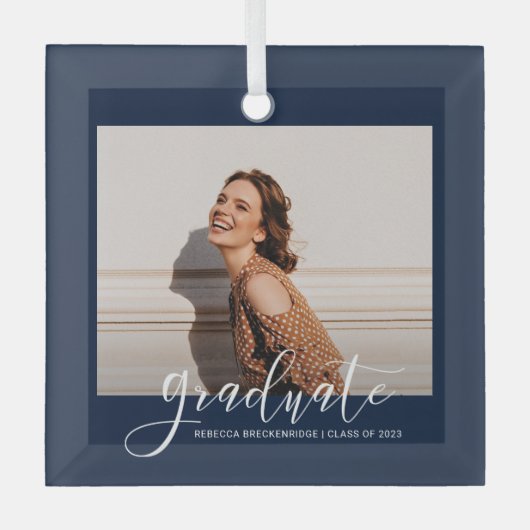 卒業式2023 Photo Keepsakeクリスマス ガラスオーナメント (正面)