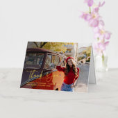 卒業式2024ありがとうフォトスクリプト金ゴールド 箔グリーティングカード (蘭)