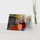 卒業式2024ありがとうフォトスクリプト金ゴールド 箔グリーティングカード (正面)