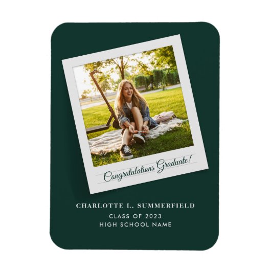 卒業式2024フォトグリーンエレガント発表 マグネット (縦)