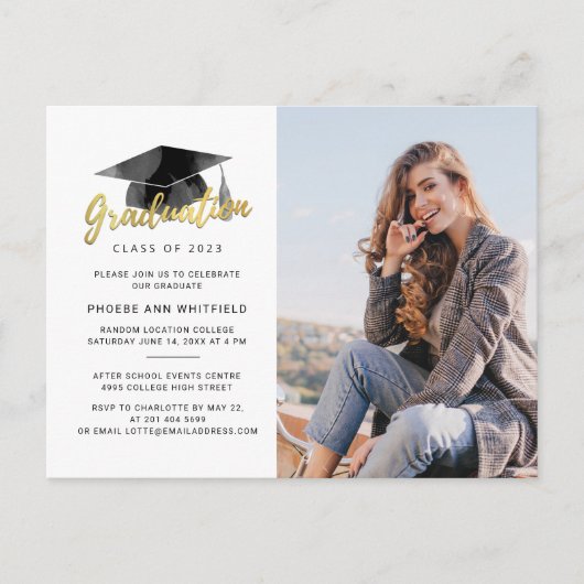 卒業式2024フォトミニマルパーティー インビテーションポストカード (正面)