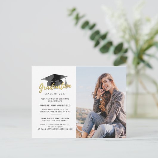 卒業式2024フォトミニマルパーティー インビテーションポストカード (スタンド正面)