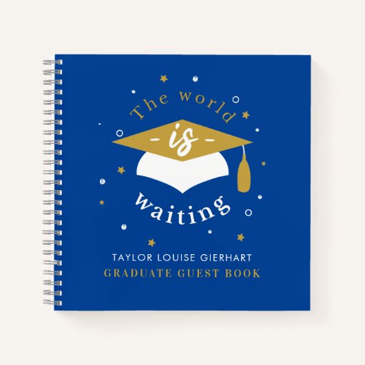 卒業式2024世界が待ち受けている青いパーティーゲスト ノートブック (正面)