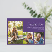 卒業式2024年Grad Photos モダン Purple サンキューカード (スタンド正面)