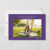 卒業式2024年Grad Photos モダン Purple サンキューカード (裏面)