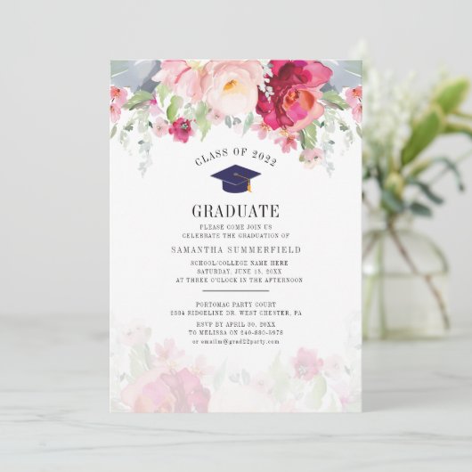 卒業式2024水彩画フローラパーティー 招待状 (スタンド正面)