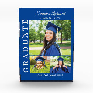 卒業式2024 Grad Photo Collage Blue Keepsake フォトブロック