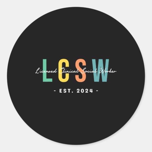 卒業式2024 Licensed Clical Social Worker ラウンドシール (正面)