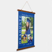 卒業式2024 Photo Collage Blue Grad Keepsake 吊り下げ型タペストリー (傾斜あり)