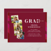 卒業式2024 Photo Collage Burgundy Gradパーティー 招待状 (正面/裏面)