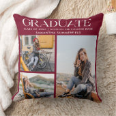 卒業式2024 Photo Collage Burgundy Keepsake クッション (ブランケット)